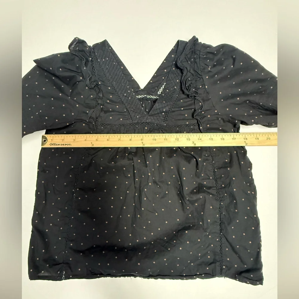 Madewell Voile ruffle pin tuck Black top XS - Picture 7 of 16